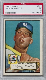 1952 Topps #311 Mickey Mantle Rookie Card - PSA EX 5